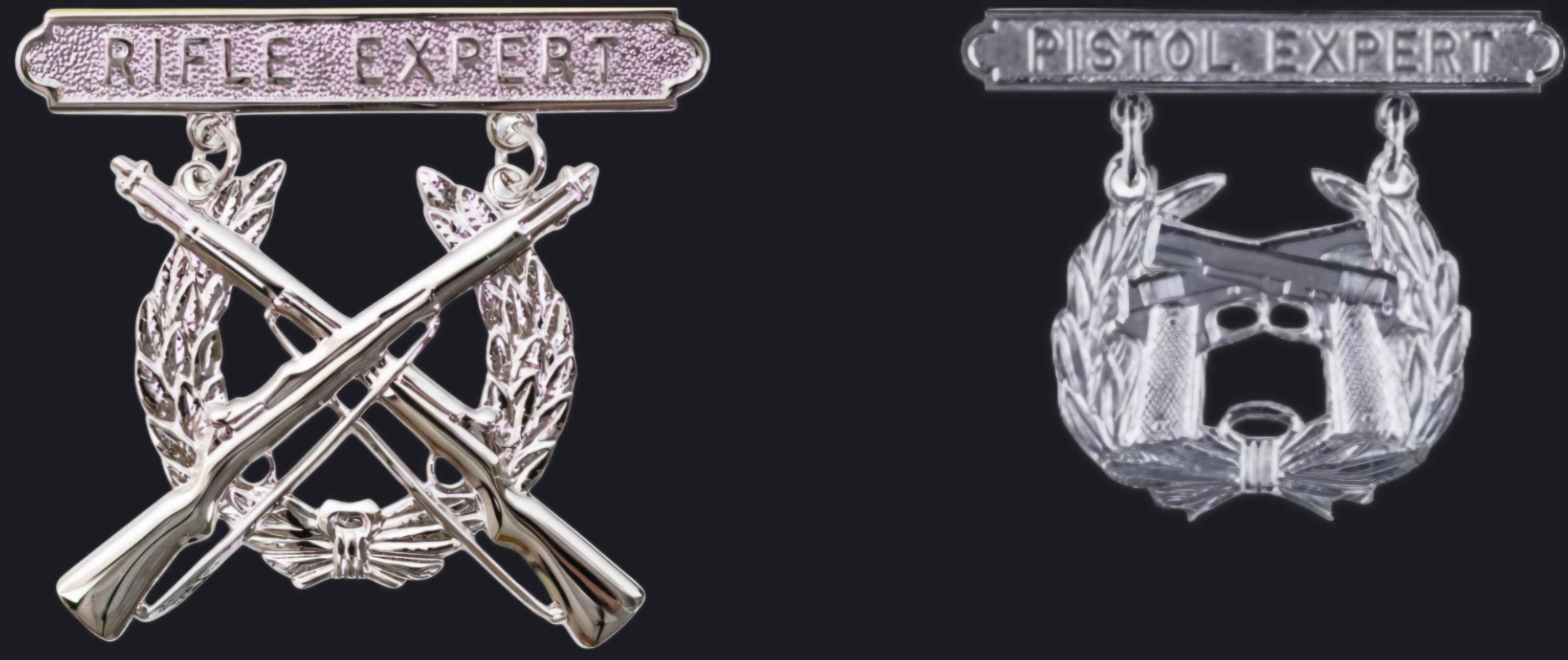 Expert rifle and pistol badges